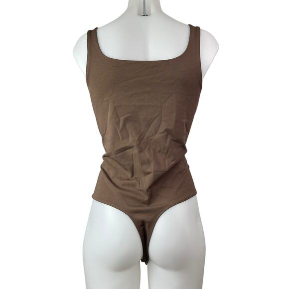 Banana Republic Brown Sleeveless Square Neck Thong Tank Bodysuit Top Size M - Picture 2 of 4